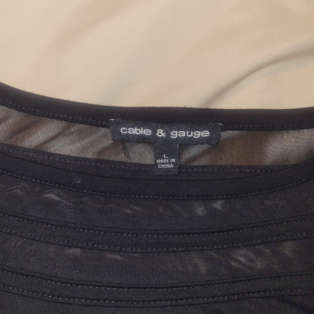 Cable & Gauge Black Mesh Cold Shoulder Detail Top - Picture 3 of 3